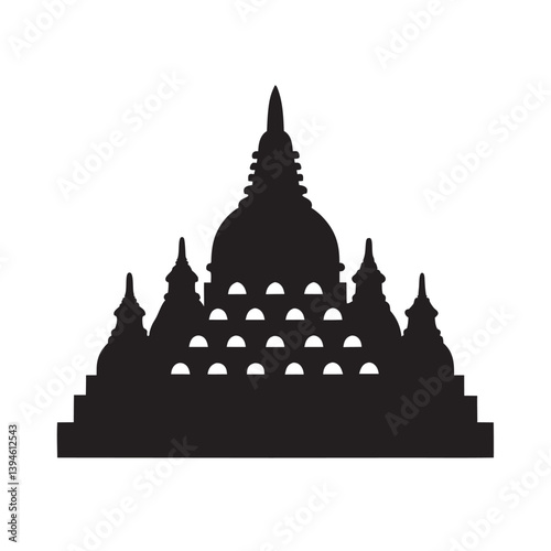 Borobudur Temple Outline for Travel and Cultural Design