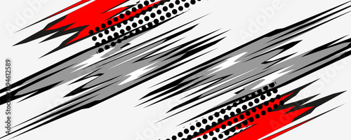Design vector background racing with a unique striped pattern with a combination of red and gray colors and a star effect