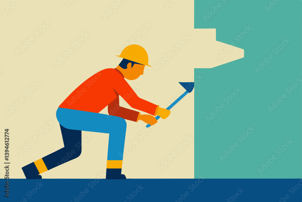 construction worker on a ladder