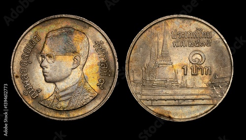 Εκτύπωση καμβά Macro shot of Thai baht coin