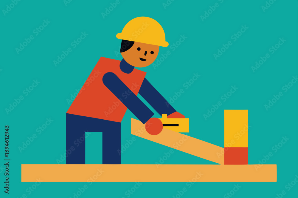 construction worker with building