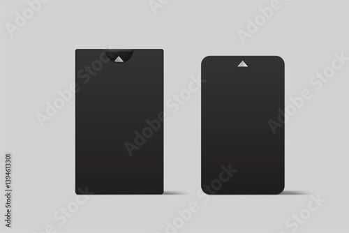 Vector 3D Realistic Blank Credit Card, Keycard, Gift Card, Certificate or Business card mockup with cover isolated on background. Blank template design for presentation branding, corporate, identity
