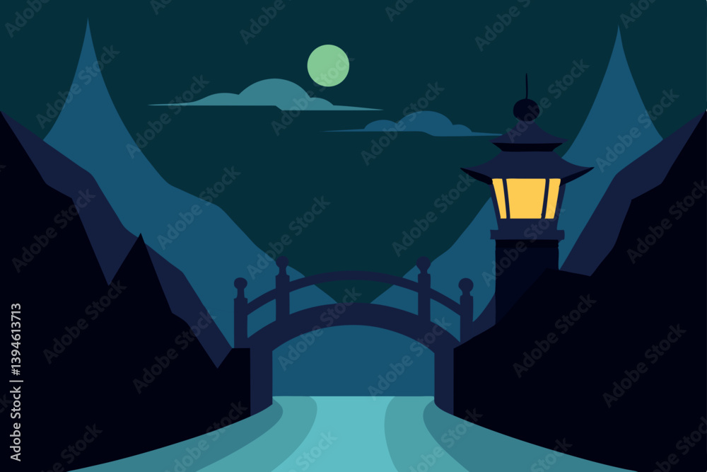 night street with moon