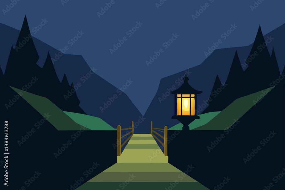 illustration of a castle in the night