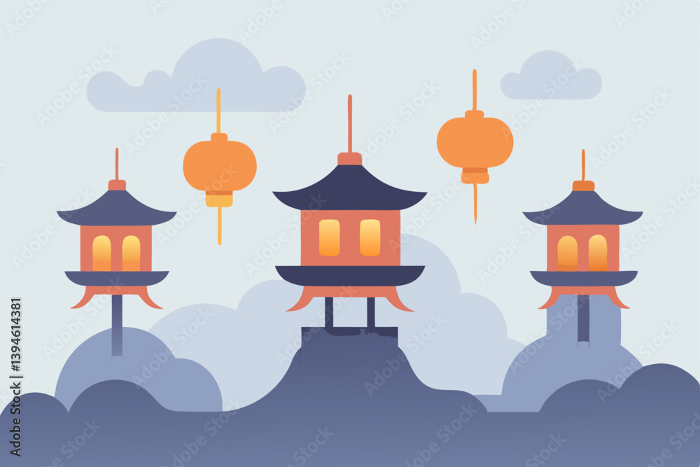 vector illustration of an ancient temple