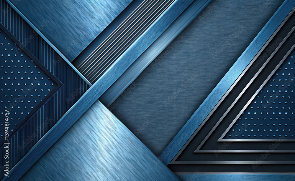 Modern abstract background in metallic blue and futuristic silver