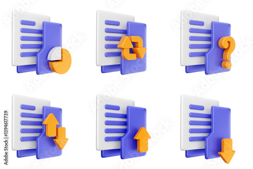Obraz na płótnie 3d file folder document information archive icon set bundle w salonie