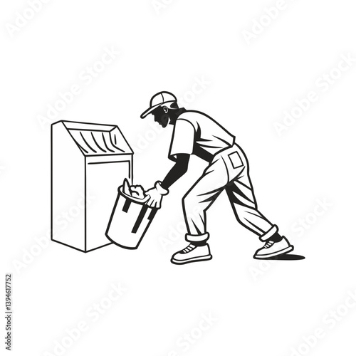 A person who throws out garbage, waste disposal, garbage worker 