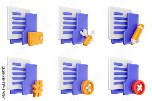 Obraz na płótnie 3d file folder document information archive icon set bundle w salonie