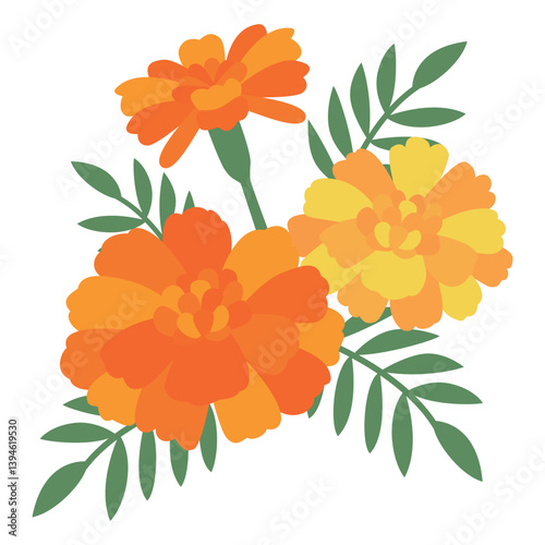 マリーゴールドの花　イラスト