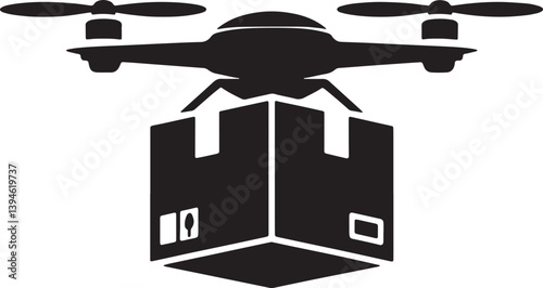 Drone Delivery Box silhouette vector illustration