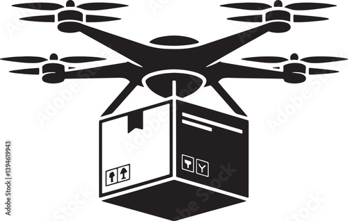 Drone Delivery Box silhouette vector illustration