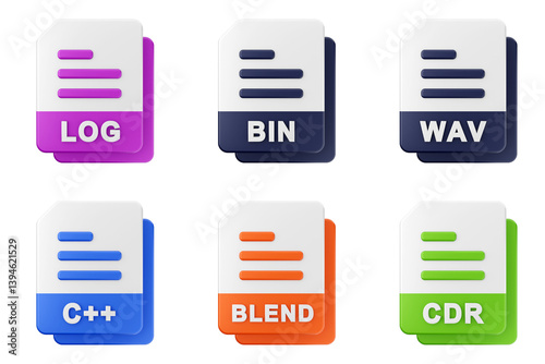 Obraz na płótnie 3d file format type icon set bundle log bin wav c plus blend cdr w salonie