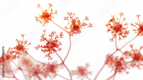 Close-up of glowing neuron synapses with vibrant neurotransmitters in microscopic brain scan, neural network and brain activity concept, neuroscience and medical research.
