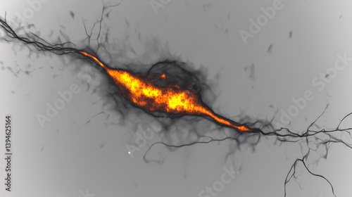 Obraz na płótnie Close-up of glowing neuron synapses with vibrant neurotransmitters in a microscopic brain scan illustrating synaptic transmission and neural network connections Neuroscience research medical education w salonie