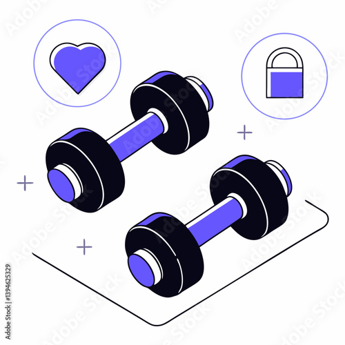 Fitness dumbbells icon in modern style on white background