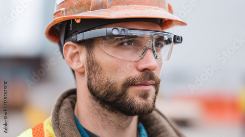 Construction Worker with Augmented Reality Glasses