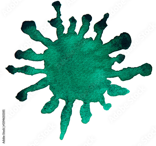 Abstract watercolor background as blot on white. Watercolor drop stain isolated