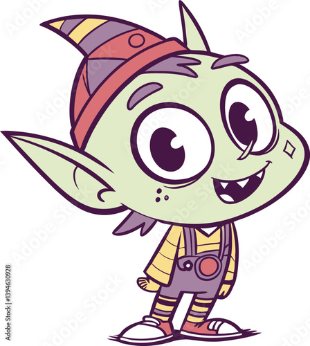 Cartoon Goblin Warrior Character – Funny Green Fantasy Creature Illustration