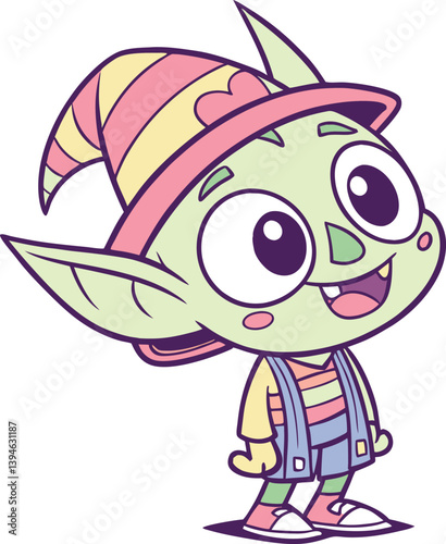 Cartoon Goblin Warrior Character – Funny Green Fantasy Creature Illustration