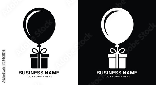 Bold Black Balloon and Gift Logo Celebratory Shop and Business Mark
