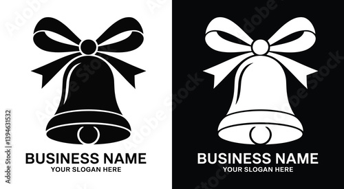 Bold Black Bell and Ribbon Logo Celebratory Event and Business Identity