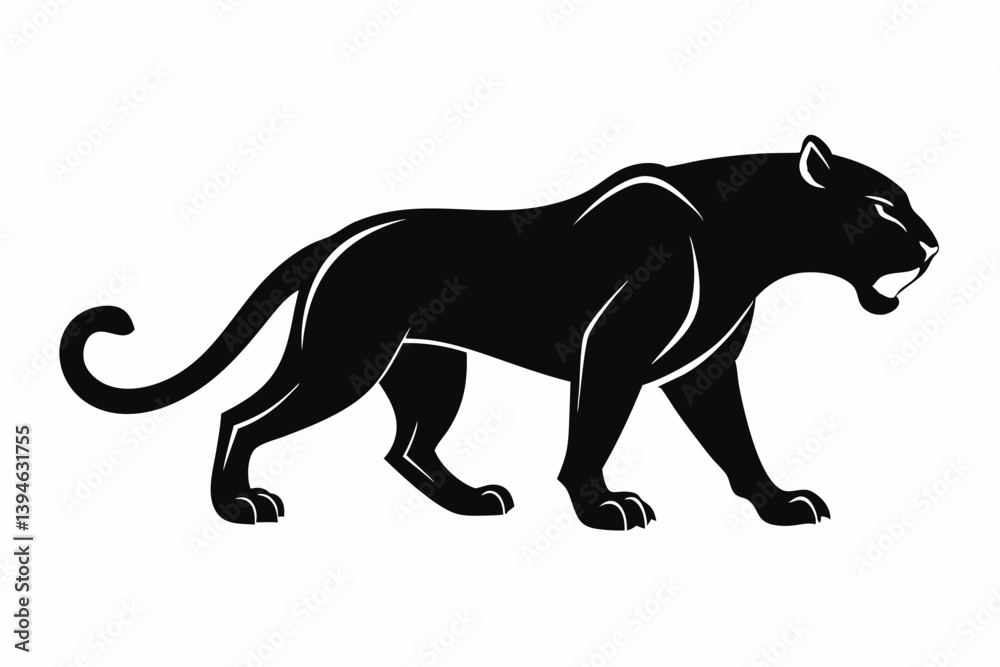 Obraz premium panther silhouette vector illustration black design and white background