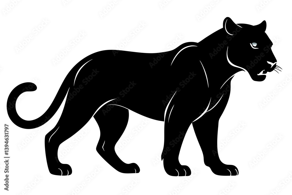Obraz premium panther silhouette vector illustration black design and white background
