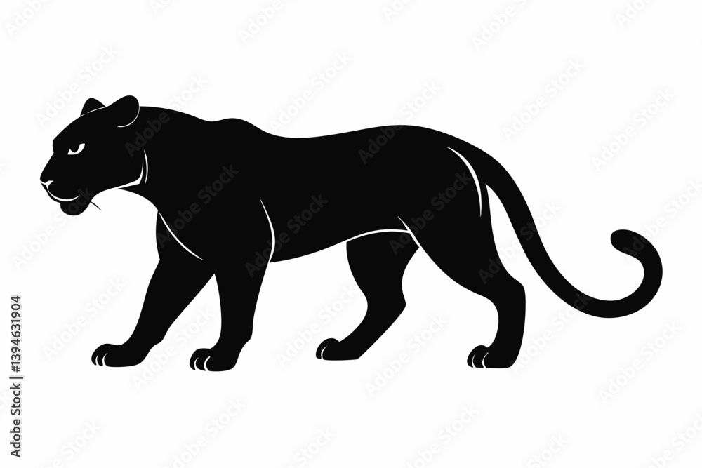 Obraz premium panther silhouette vector illustration black design and white background