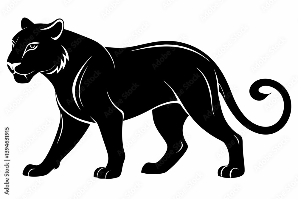 Fototapeta premium panther silhouette vector illustration black design and white background