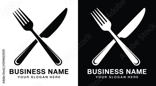 Fork Knife Logo Bold Black Precision for Restaurants