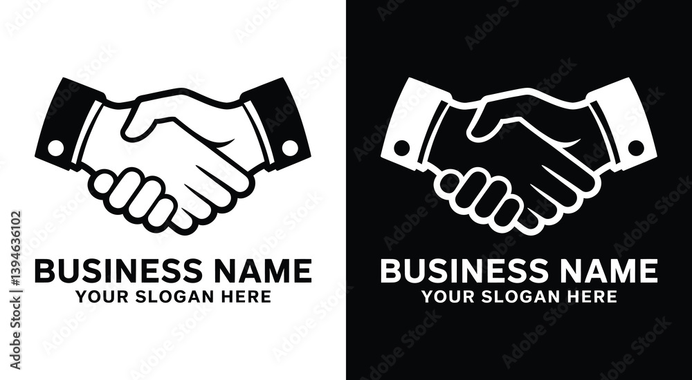 Handshake Logo Bold Black Connection for Business Partnerships Handshake Logo Bold Black Connection for Business Partnerships