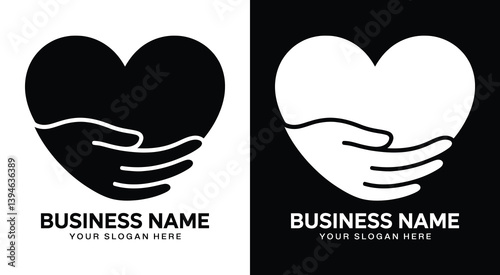 Heart Hand Logo Bold Black Care for Health Services