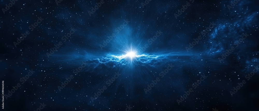 Naklejka premium Blue space and light flare