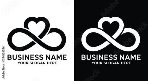 Infinity Heart Logo Bold Black Love for Wellness
