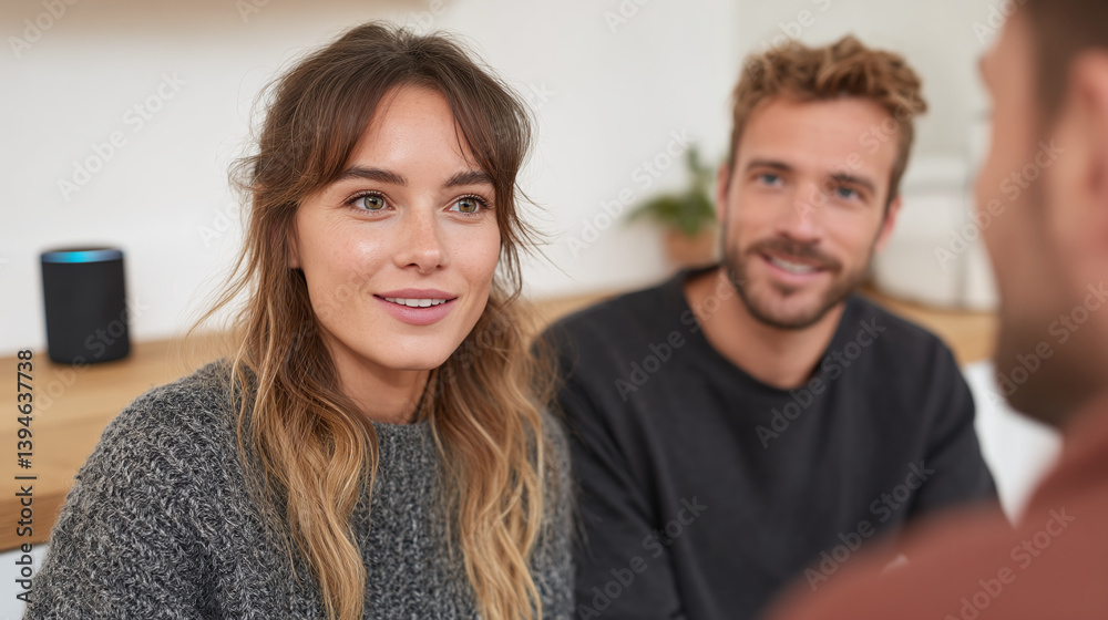 Couple Engaging in Conversation at Home Couple Engaging in Conversation at Home