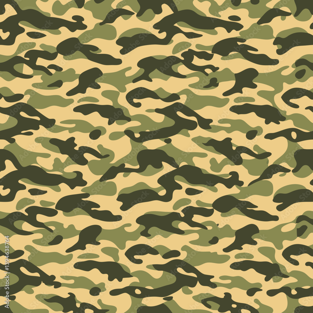 Fototapeta premium Classic Military Camouflage Seamless Pattern in Green and Brown Tones 