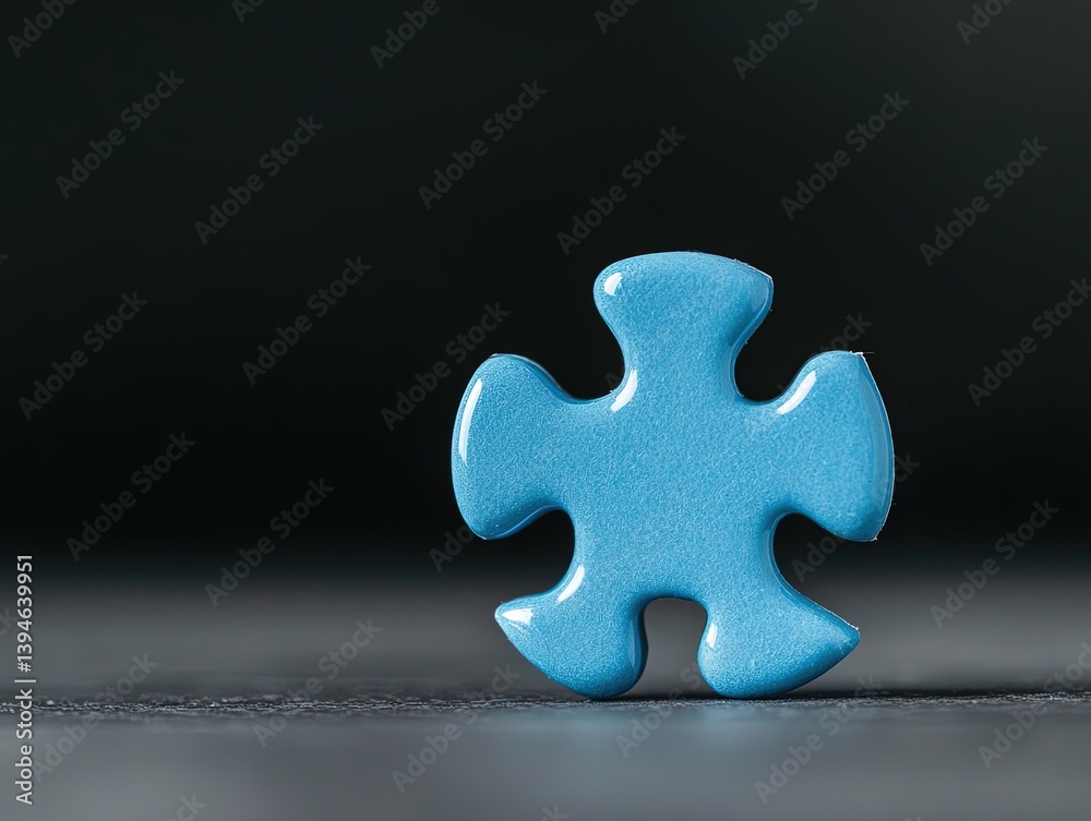 Fototapeta premium Blue jigsaw puzzle piece