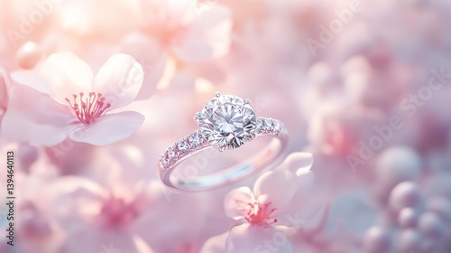Silver ring with a diamond. Golden ring with a diamond. Wedding accessories. Wedding Rings. Diamond engagement ring. Ring in box. Ring and flower. Elegant diamond. Romance and luxury. Marriage