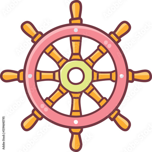 vector illustration of a ship steering