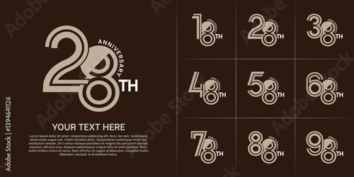 Anniversary logo type set with double line number. brown and white color can be use special moment