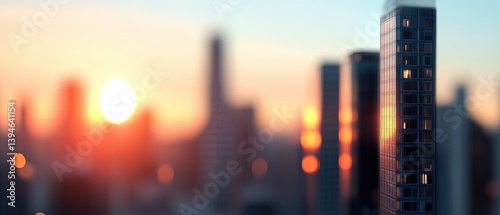 City buildings at sunset