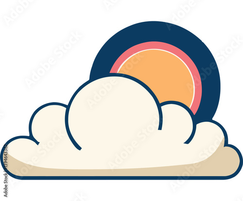 Cloud and Sun in Colorful Sky Design