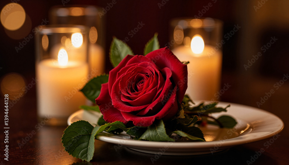 Elegant red rose corsage in formal setting with soft lighting, romance Elegant red rose corsage in formal setting with soft lighting, romance