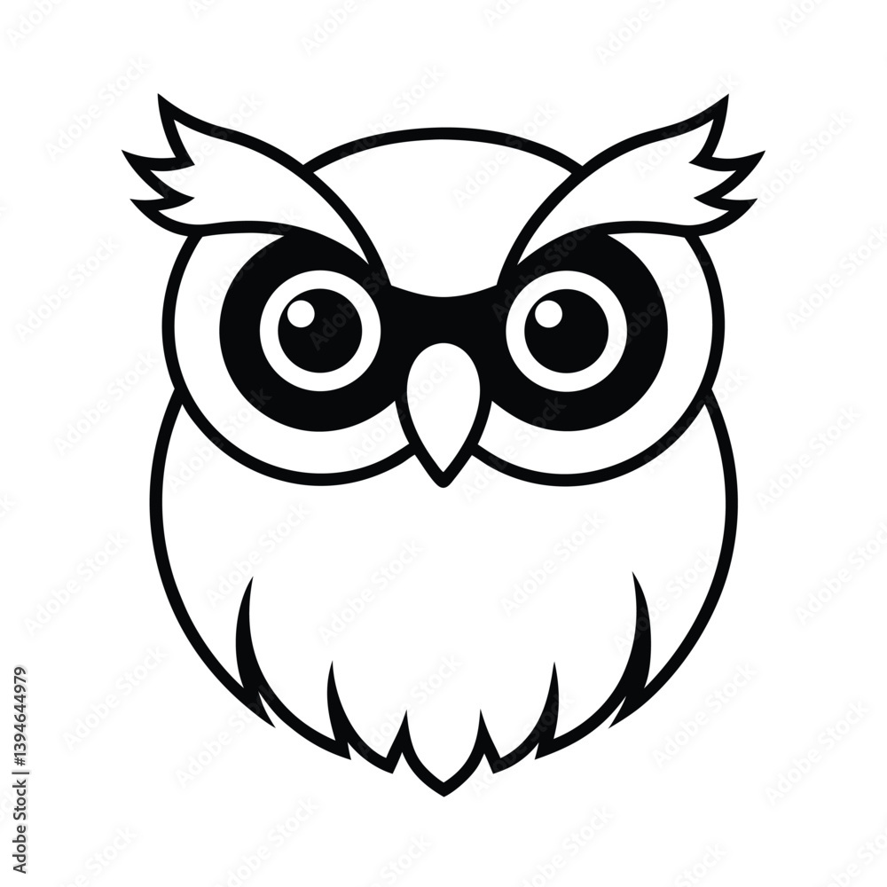 Fototapeta premium mascot style owl head with large round eyes and spectacles