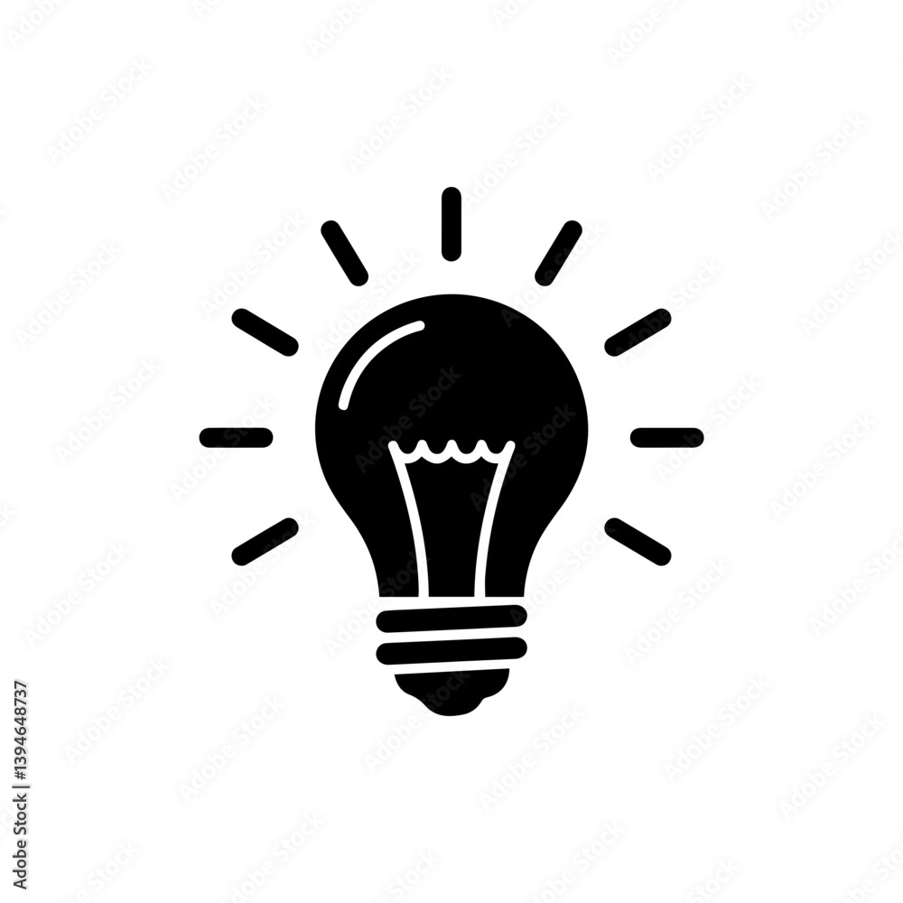 Light Bulb with Rays Around It - Symbolizing Idea or Learning Light Bulb with Rays Around It - Symbolizing Idea or Learning