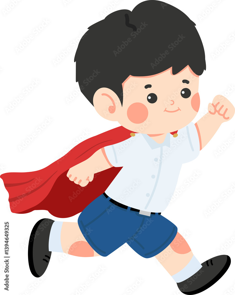 Cartoon Boy Running in a Superhero Costume student Cartoon Boy Running in a Superhero Costume student