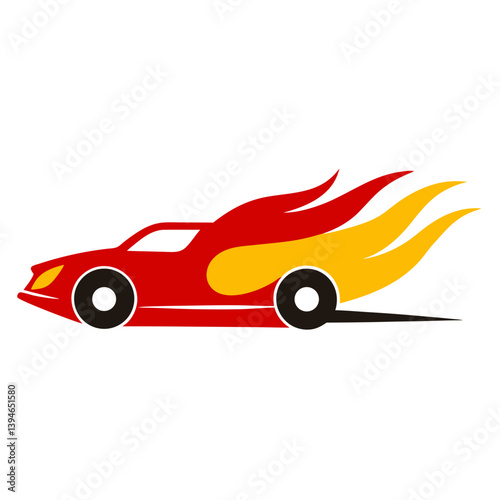 A fiery trail behind a racing car