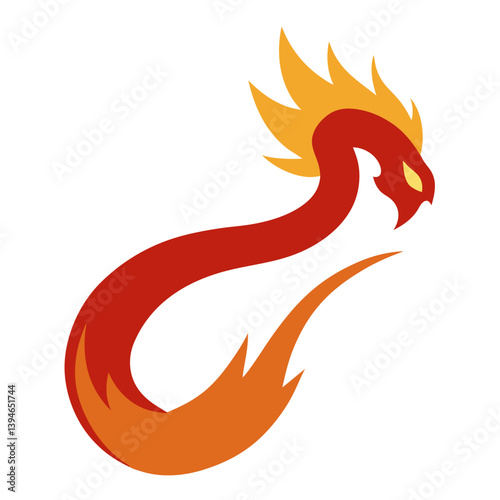 A dragon's tail with fire trailing behind