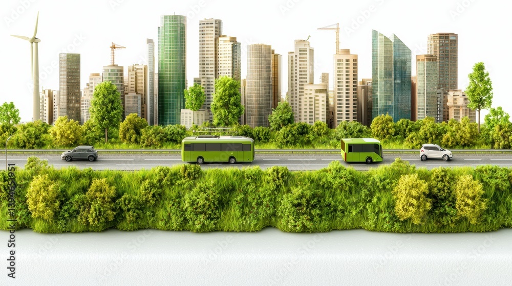 Fototapeta premium Green Technology Sustainability concept. Smart city infrastructure with intelligent traffic management